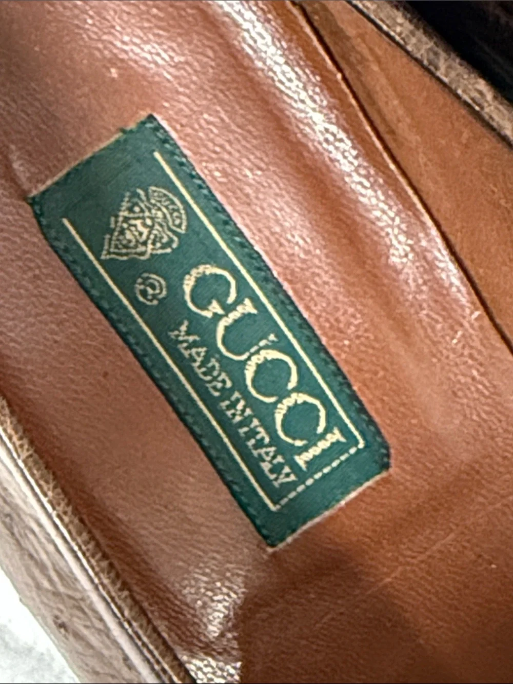 Men’s Gucci Brown Horsebit Ostrich Leather Loafers